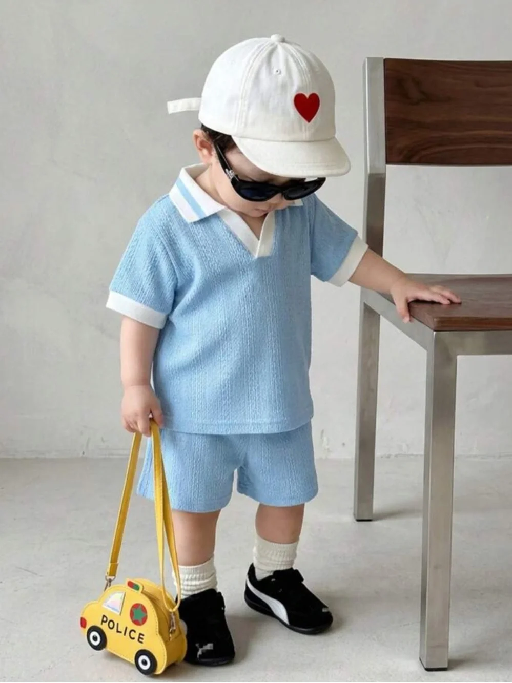 Toddler Boy Blue Knit Polo Top Set - 12-18M - Picture 8 of 8
